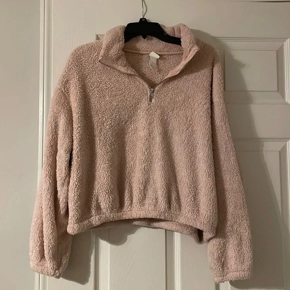 M faux Sherpa light pink quarter zip - Picture 1 of 2